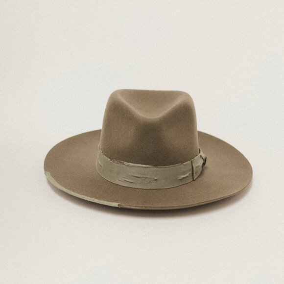 Two Roads Hat Co Delmar Distressed Fedora Size 59Large Olive 100% Wool - Picture 11 of 15